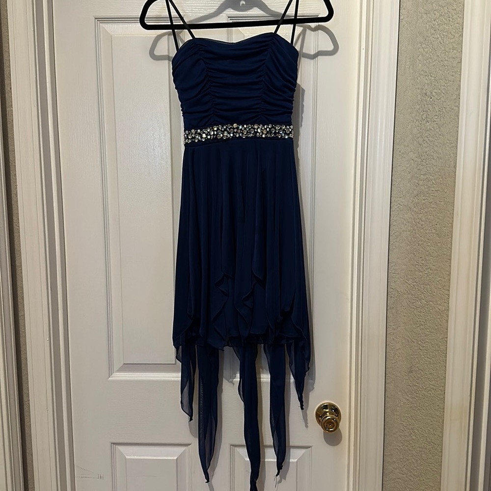 BEAUTIFUL LOW HIGH BLUE DRESS